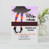 Hexen Begrüßung Halloween Einladung (Stehend Vorderseite)