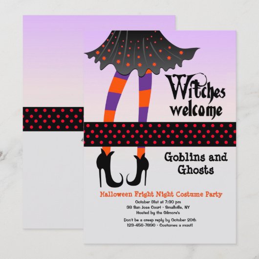 Hexen Begrüßung Halloween Einladung (Vorne/Hinten)
