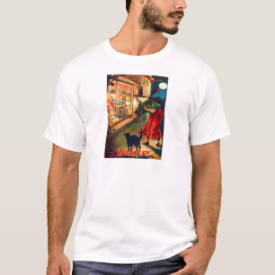 Hexen beobachten Kinder Eule schwarze Katze T-Shirt