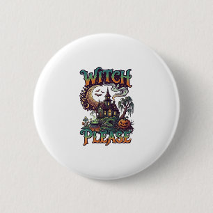 Hexen Bitte Spukhaus Halbmondkessel  Button