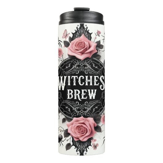 Hexen-Bräu Gothic-Blumendesign Thermosbecher (Vorderseite)