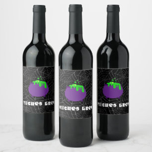 Hexen Brauen Weinleinen, Halloween-Party Geschenk Weinetikett