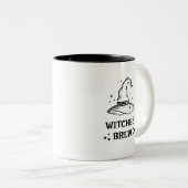 Hexen Brew Black und White Hexenhut Halloween Zweifarbige Tasse (VorderseiteRechts)
