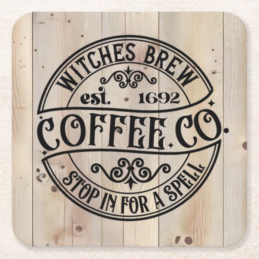 Hexen Brew Coffee Co Rechteckiger Pappuntersetzer (Vorderseite)