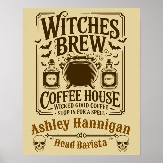 Hexen Brew Coffee House Personalizable Halloween Poster (Vorne)