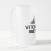 Hexen Brew | Frohe Halloween | Hexenhut Mattglas Bierglas (Vorderseite Links)