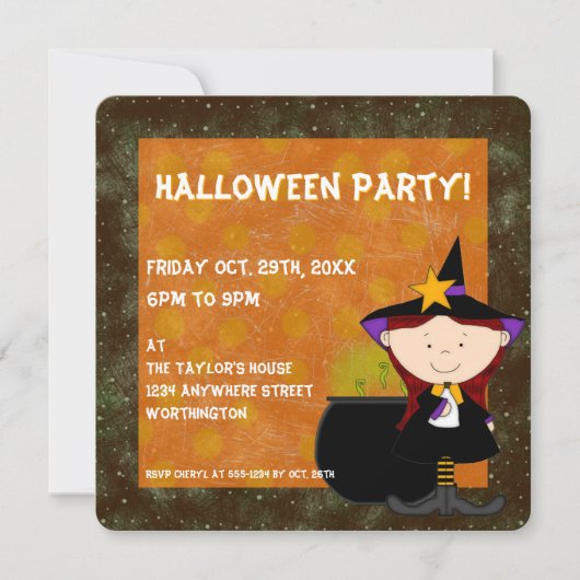 Hexen Brew Kid's Halloween-Party Einladung 5 (Vorderseite)
