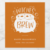 Hexen Brew Orange Halloween Weinetikett (Einzelnes Label)
