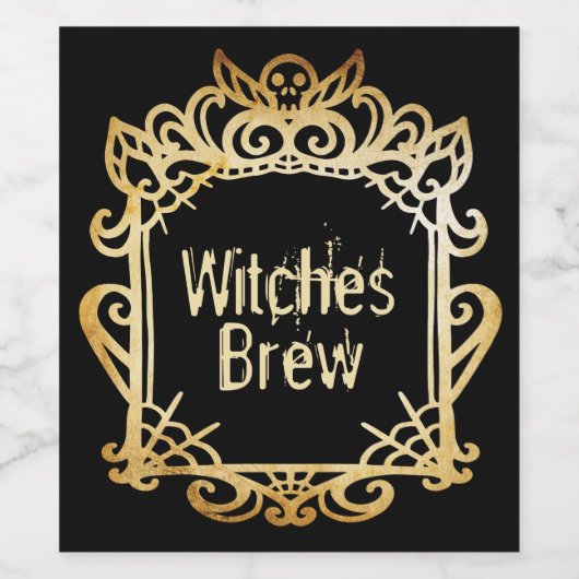 Hexen Brew | Spooky Skull Decorween Weinetikett (Einzelnes Label)