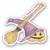 Hexen Broom Halloween Aufkleber (Vorderseite)
