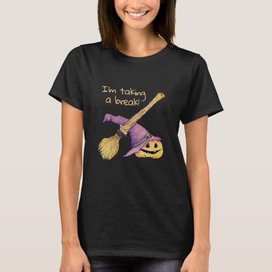 Hexen Broom Halloween T-Shirt (Vorderseite)