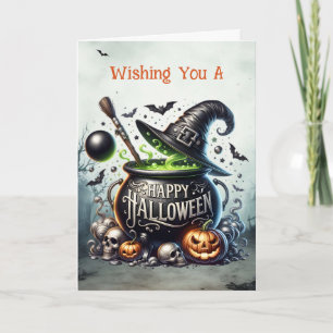 Hexen Caldron Happy Halloween Feiertagskarte