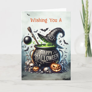 Hexen Caldron Happy Halloween Feiertagskarte