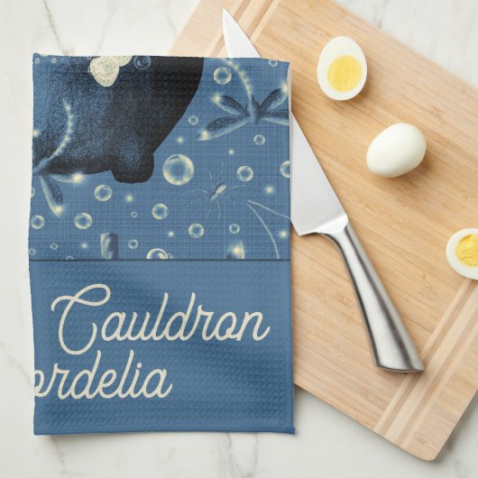 Hexen Cauldron Blue Geschirrtuch (Viertel Falte)