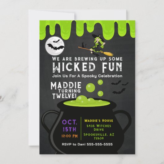 Hexen Cauldron Halloween Einladung (Vorderseite)