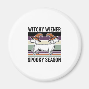 Hexen-Dachshund-Halloween-Vintage-Gravur-Hund S Magnet