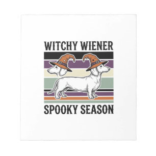 Hexen-Dachshund-Halloween-Vintage-Gravur-Hund S Notizblock