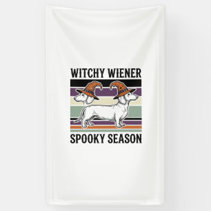 Hexen-Dachshund-Halloween-Vintage-Stich Hund S Banner