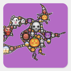 Hexen-Emoji Quadratischer Aufkleber