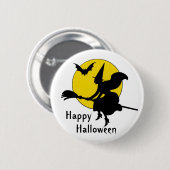 Hexen fahren glücklich Halloween Button (Vorne & Hinten)