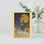 Hexen fahren mit Vintagem Halloween Postkarte (Stehend Vorderseite)