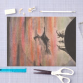 Hexen feiern einen Vollmond während Halloweens Seidenpapier (Handwerk)