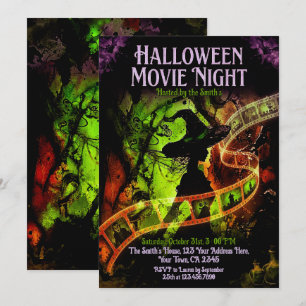 Hexen-Filmstreifen-Halloween-Kinoabend Einladung