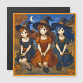 Hexen fliegen auf den Besen Magnetkarte (Vorne/Hinten)