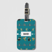 Hexen, fliegende Affen, kleine Hunde auf Grün Gepäckanhänger (Vorderseite Vertikal)