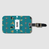 Hexen, fliegende Affen, kleine Hunde auf Grün Gepäckanhänger (Vorderseite (Horizontal))