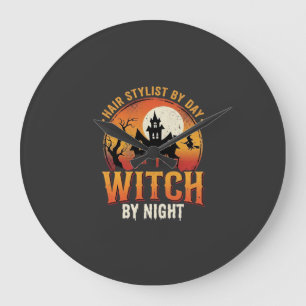 Hexen-Friseur Halloween Vintage Design_1 Große Wanduhr