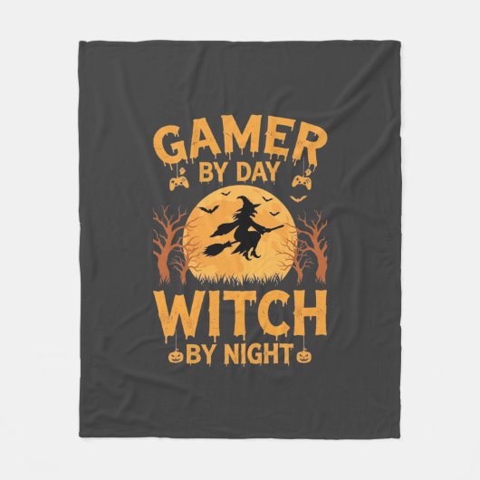 Hexen-Gamer Halloween-Gaming-Design Fleecedecke (Vorderseite)