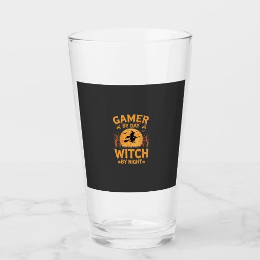 Hexen-Gamer-Halloween-Gaming-Design Glas (Vorderseite)