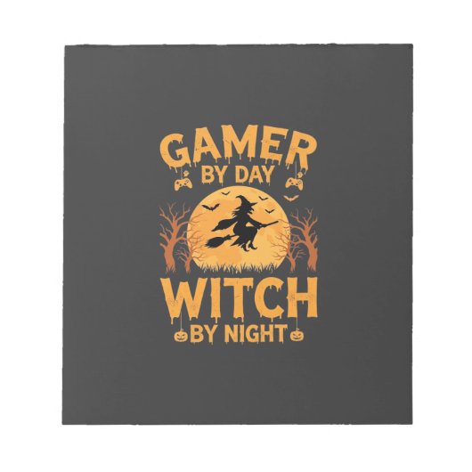Hexen-Gamer Halloween-Gaming-Design Notizblock (Vorderseite)