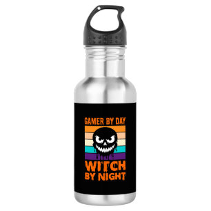 Hexen-Gamer Halloween Retro-Totenkopf Edelstahlflasche