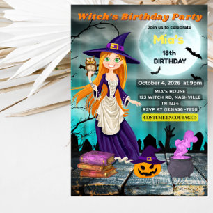 Hexen-Geburtstagsfeier Halloween-Party Einladung