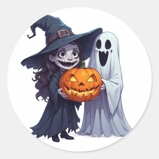 Hexen-Geist-Kürbisfeld Halloween 🎃 Runder Aufkleber (Vorderseite)