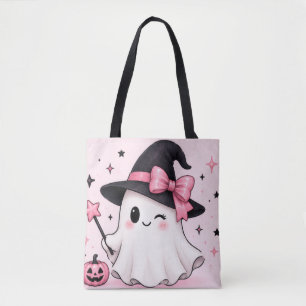 Hexen-Ghost mit rosa Schleife Coquette Halloween Tasche