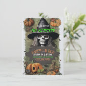 Hexen Halloween-Bash-Kostüm-Party Einladung (Stehend Vorderseite)