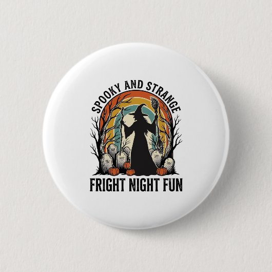 Hexen-Halloween-Friedhof-Silhouette Kunst_1 Button (Vorderseite)