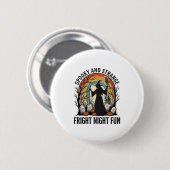 Hexen-Halloween-Friedhof-Silhouette Kunst_1 Button (Vorne & Hinten)