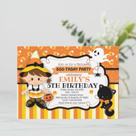 Hexen Halloween Geburtstagsparty Einladung (Stehend Vorderseite)