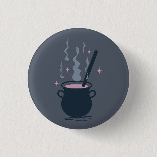 Hexen-Halloween-Kessel-Magie Button (Vorderseite)