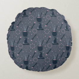 Hexen-Halloween-Kessel-Magie Rundes Kissen