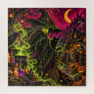Hexen-Halloween-Kostüm-Party-Einladung Puzzle