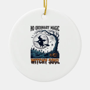 Hexen-Halloween-Kunst Vintage-Stich Mondlicht-Spe Keramik Ornament