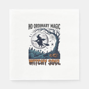 Hexen-Halloween-Kunst Vintage-Stich Mondlicht-Spe Serviette