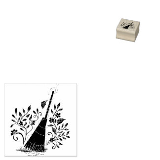Hexen-Halloween - Magischer Floralbesen Gummistempel