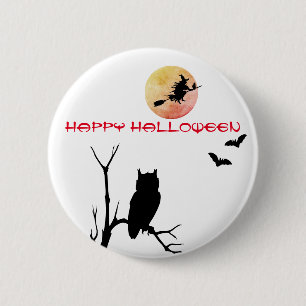 Hexen-Halloween-Mond-Anstecknadel Button