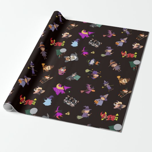 Hexen Halloween-Muster Geschenkpapier (Ungerollt)